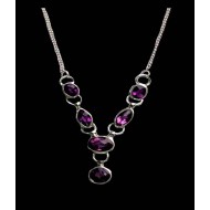Bijoux indiens argent - Collier indien Améthyste