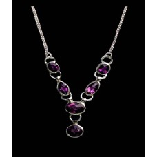 Bijoux indiens argent - Collier indien Améthyste Bijoux indiens argent - Collier indien Améthyste