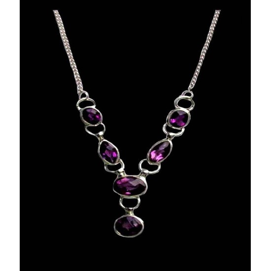 Indian silver jewellery - Indian Amethyst Necklace,Indian Necklaces