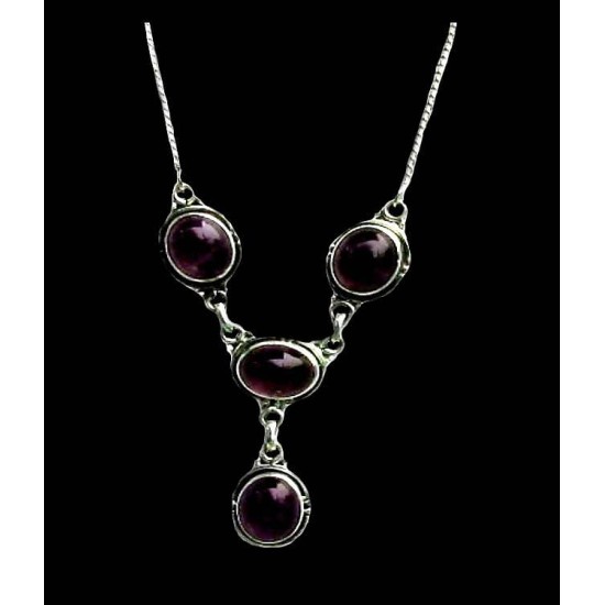 Indian silver jewellery - Indian Amethyst Necklace (CO-AM-SIN-324-1) Indian silver jewellery - Indian Amethyst Necklace,Indian Necklaces