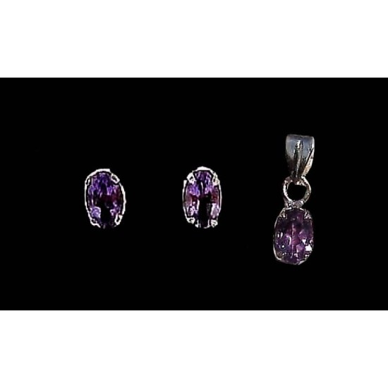 Indian silver jewellery - Indian Amethyst Pendant set,Indian Pendant sets