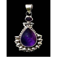 Bijoux indiens argent - Pendentif indien Améthyste