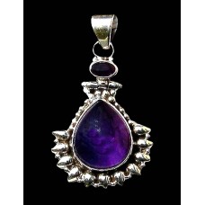 Bijoux indiens argent - Pendentif indien Améthyste Bijoux indiens argent - Pendentif indien Améthyste