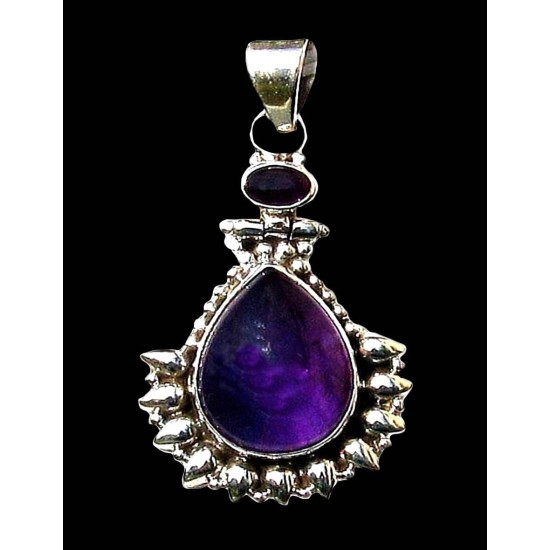 Indian silver jewellery - Indian Amethyst Pendant,Indian pendants