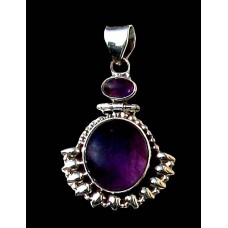 Bijoux indiens argent - Pendentif indien Améthyste Bijoux indiens argent - Pendentif indien Améthyste