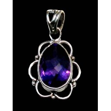 Bijoux indiens argent - Pendentif indien Améthyste Bijoux indiens argent - Pendentif indien Améthyste
