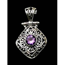 Bijoux indiens argent - Pendentif indien Améthyste Bijoux indiens argent - Pendentif indien Améthyste