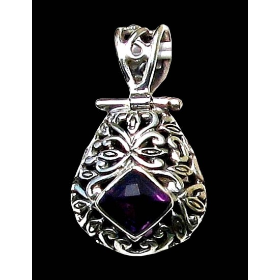 Indian silver jewellery - Indian Amethyst Pendant,Indian pendants