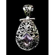 Bijoux indiens argent - Pendentif indien Améthyste Bijoux indiens argent - Pendentif indien Améthyste