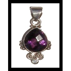 Bijoux indiens argent - Pendentif indien Améthyste Bijoux indiens argent - Pendentif indien Améthyste