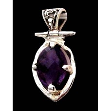 Bijoux indiens argent - Pendentif indien Améthyste Bijoux indiens argent - Pendentif indien Améthyste