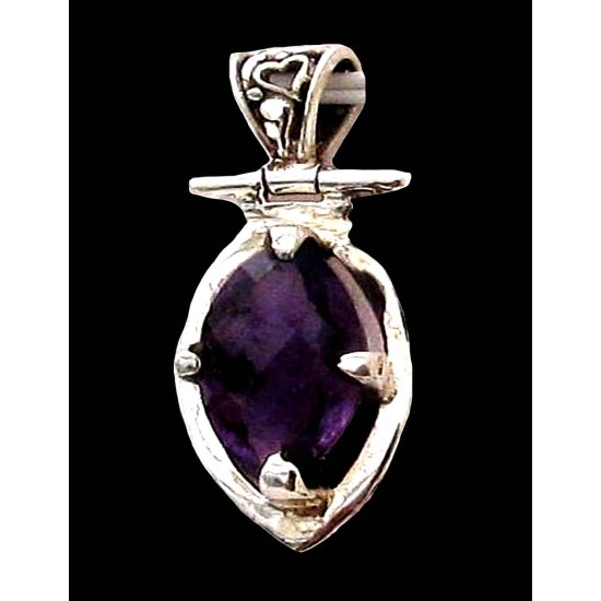 Indian silver jewellery - Indian Amethyst Pendant,Indian pendants