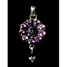Bijoux indiens argent - Pendentif indien Améthyste
