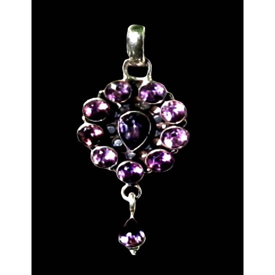 Indian silver jewellery - Indian Amethyst Pendant,Indian pendants