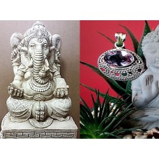 Bijoux indiens argent - Pendentif indien Améthyste Bijoux indiens argent - Pendentif indien Améthyste