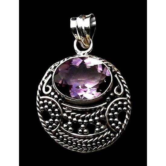 Bijoux indiens argent - Pendentif indien Améthyste (PE-AM-636) Bijoux indiens argent - Pendentif indien Améthyste,Pendentifs indiens
