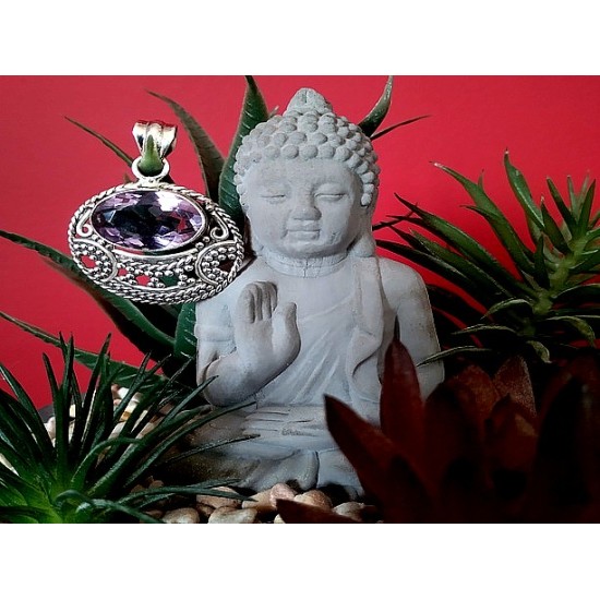 Indian silver jewellery - Indian Amethyst Pendant,Indian pendants