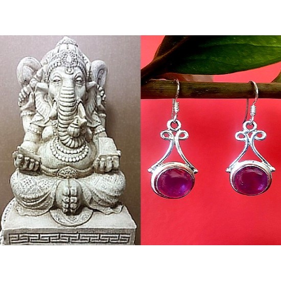 Indian silver jewellery - Earrings Amethyst Indian,Indian Earrings