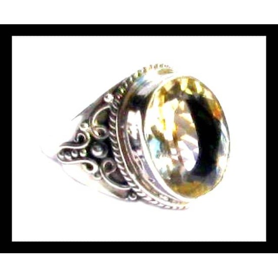 Indian silver jewellery - Indian Citrine Ring,Silver mens rings