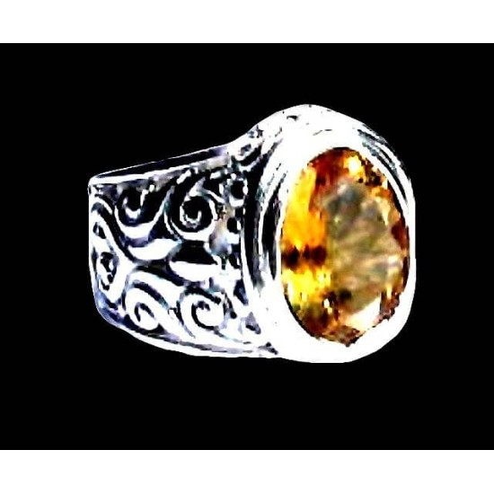 Indian silver jewellery - Indian Citrine Ring,Silver mens rings