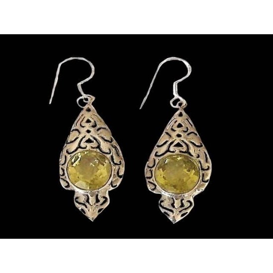 Boucles d oreilles indiennes Citrine - Bijoux indiens,Boucles d Oreilles indiennes