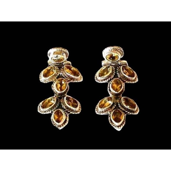 Boucles d oreilles indiennes Citrine - Bijoux indiens,Boucles d Oreilles indiennes