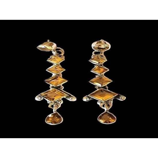 Boucles d oreilles indiennes Citrine - Bijoux indiens,Boucles d Oreilles indiennes