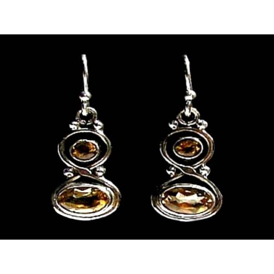 Boucles d oreilles indiennes Citrine - Bijoux indiens,Boucles d Oreilles indiennes