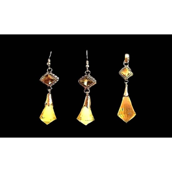 Indian silver jewellery - Indian Citrine Pendant set,Indian Pendants Sets