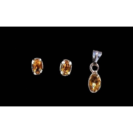 Indian silver jewellery - Indian Citrine Pendant set,Indian Pendants Sets