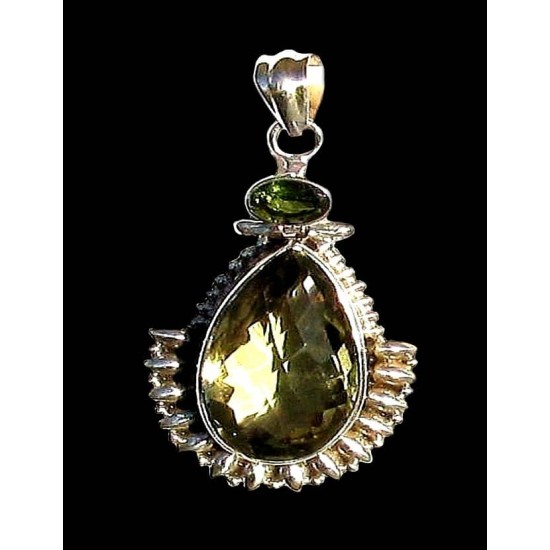 Indian silver jewellery - Indian Citrine Pendant,Indian pendants