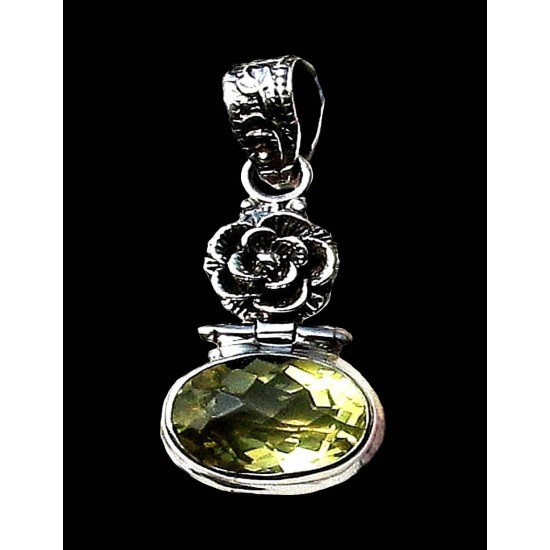 Indian silver jewellery - Indian Citrine Pendant,Indian pendants