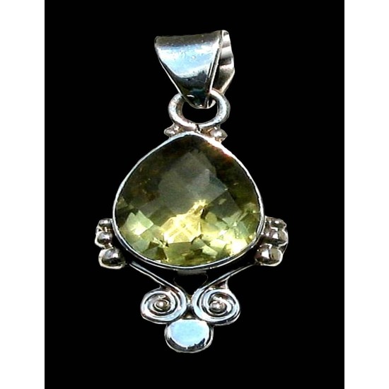 Indian silver jewellery - Indian Citrine Pendant,Indian pendants