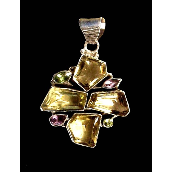 Pendentif indien argent citrine