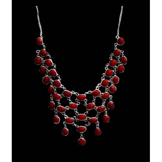 Indian silver jewellery - Indian Coral necklace,Indian Necklaces