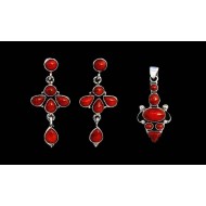 Indian silver jewellery - Indian Coral Pendant set