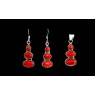 Indian silver jewellery - Indian Coral Pendant set