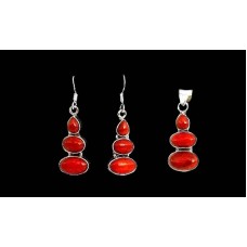 Indian silver jewellery - Indian Coral Pendant set Indian silver jewellery - Indian Coral Pendant set