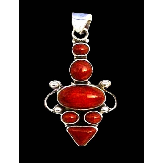Indian silver jewellery - Indian Coral Pendant,Indian pendants