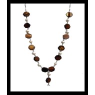 Indian necklace cultured pearl and tiger's eye - Creative Jewelry