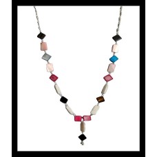 Collier indien de création en calcédoine et argent