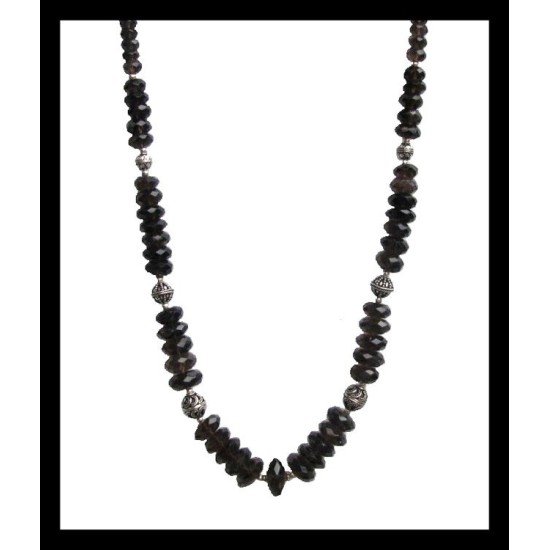 Indian silver jewelry- Creation Smoky Quartz Necklace,Indian Necklaces