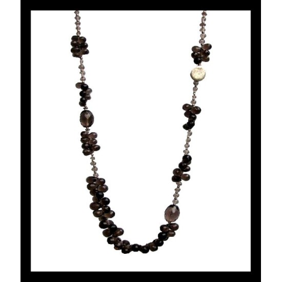 Indian silver jewelry - Creation Smoky Quartz Necklace,Indian Necklaces