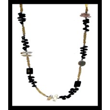Bijoux indiens - Création Collier Citrine, Nacre, Onyx, Spinel, Nacre