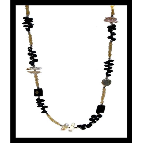 Indian silver - Creation Citrine, Onex, Spinel Necklace,Indian Necklaces