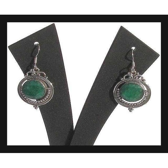 Indian Jewelry - Created Emerald Earrings,Silver earrings and stones