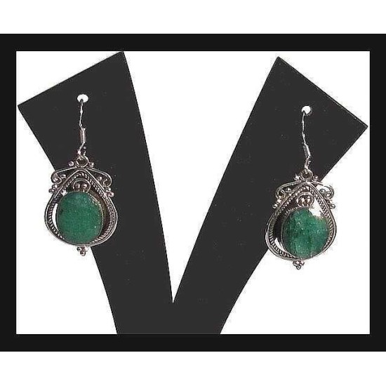 Indian Jewelry - Created Emerald Earrings,Silver earrings and stones