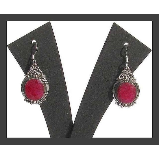 Indian Jewelry - Created Ruby Earrings,Silver earrings and stones