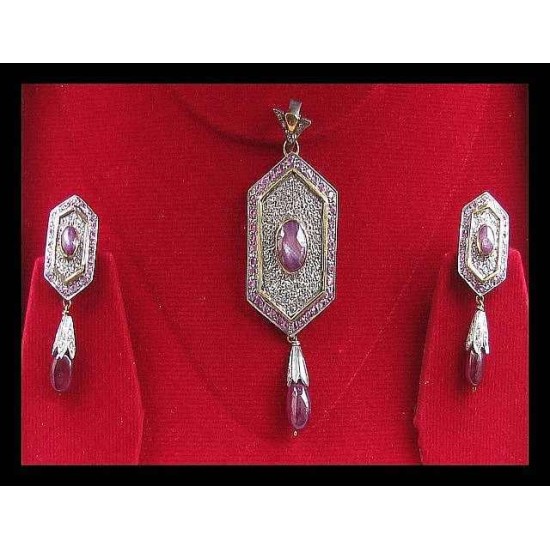 Bijoux indiens - Parure indienne avec saphir étoilé et diamant,Bijoux victorienne - bijoux inde
