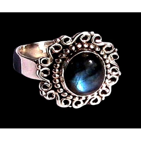 Bague indienne en argent et Labradorite - Bijoux indiens,Bagues indiennes